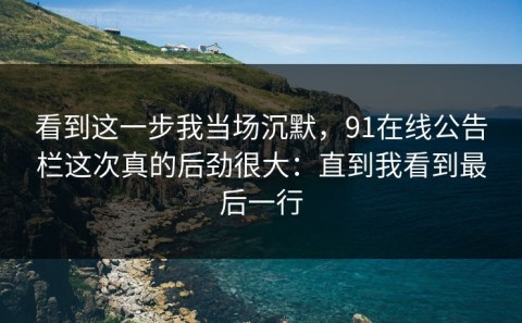 看到这一步我当场沉默，91在线公告栏这次真的后劲很大：直到我看到最后一行