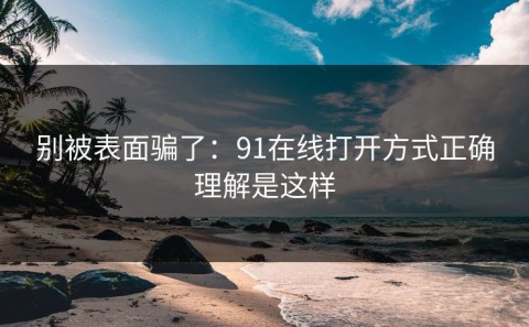 别被表面骗了：91在线打开方式正确理解是这样