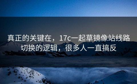 真正的关键在，17c一起草镜像站线路切换的逻辑，很多人一直搞反