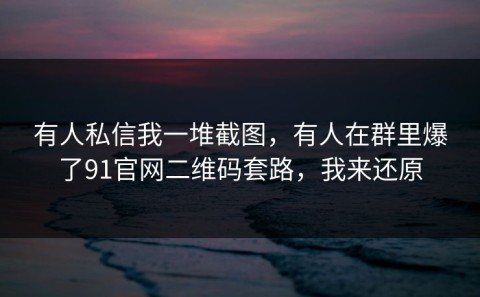 有人私信我一堆截图，有人在群里爆了91官网二维码套路，我来还原