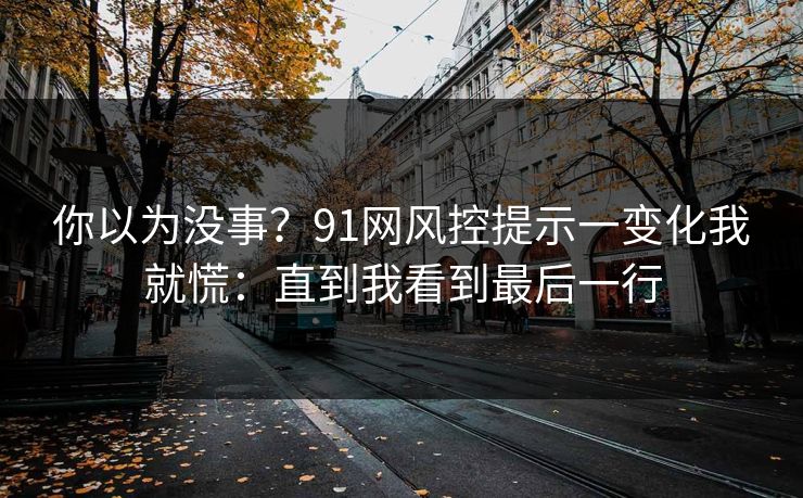 你以为没事？91网风控提示一变化我就慌：直到我看到最后一行