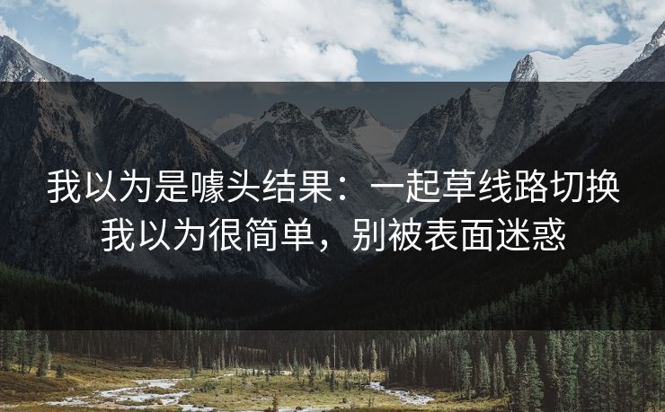 我以为是噱头结果:一起草线路切换我以为很简单,别被表面迷惑 我以为是噱头结果:一起草线路切换我以为很简单,别被表面迷惑