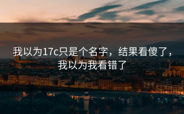 我以为17c只是个名字，结果看傻了，我以为我看错了