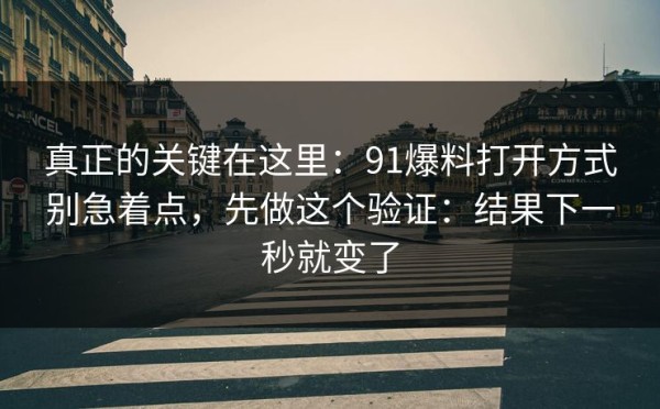 真正的关键在这里：91爆料打开方式别急着点，先做这个验证：结果下一秒就变了