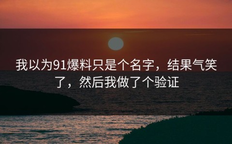 我以为91爆料只是个名字，结果气笑了，然后我做了个验证