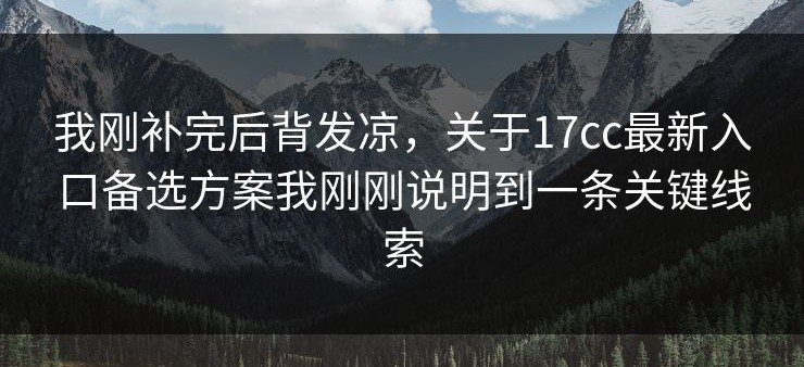 我刚补完后背发凉，关于17cc最新入口备选方案我刚刚说明到一条关键线索