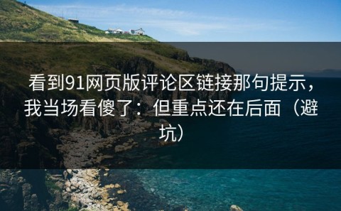 看到91网页版评论区链接那句提示，我当场看傻了：但重点还在后面（避坑）