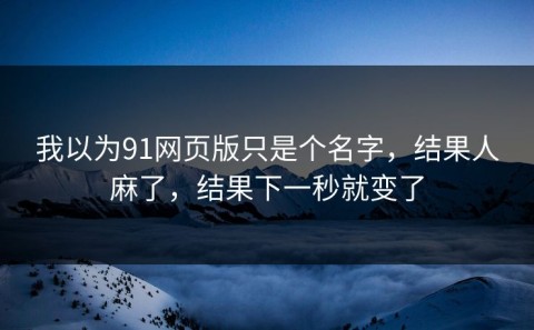 我以为91网页版只是个名字，结果人麻了，结果下一秒就变了
