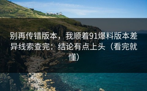 别再传错版本，我顺着91爆料版本差异线索查完：结论有点上头（看完就懂）