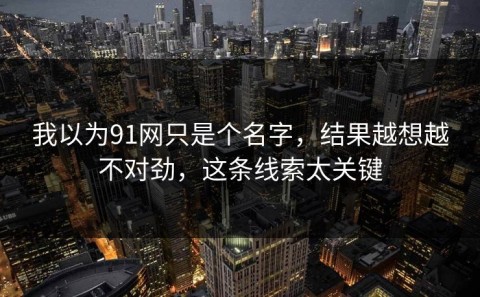 我以为91网只是个名字，结果越想越不对劲，这条线索太关键