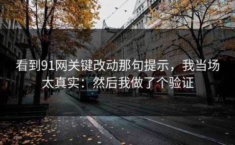 看到91网关键改动那句提示，我当场太真实：然后我做了个验证