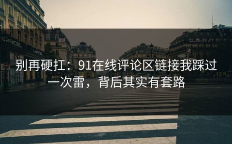 别再硬扛：91在线评论区链接我踩过一次雷，背后其实有套路