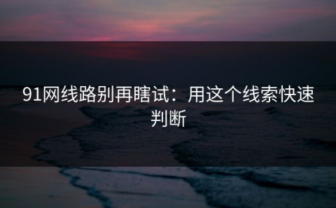 91网线路别再瞎试：用这个线索快速判断