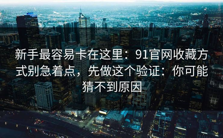 新手最容易卡在这里：91官网收藏方式别急着点，先做这个验证：你可能猜不到原因