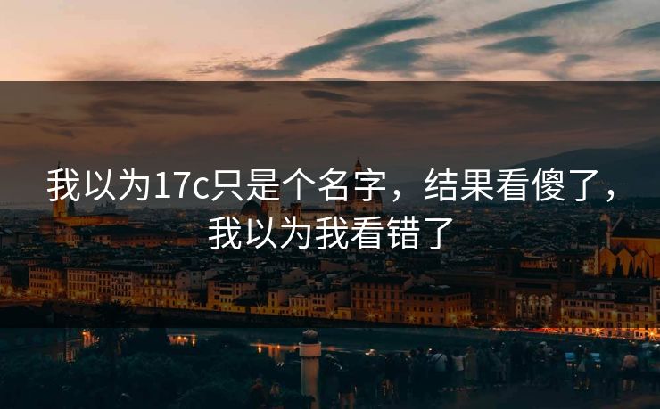 我以为17c只是个名字，结果看傻了，我以为我看错了