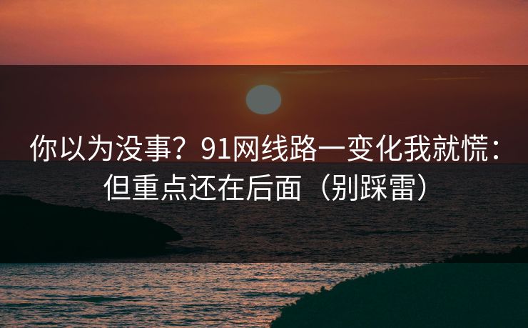 你以为没事？91网线路一变化我就慌：但重点还在后面（别踩雷）
