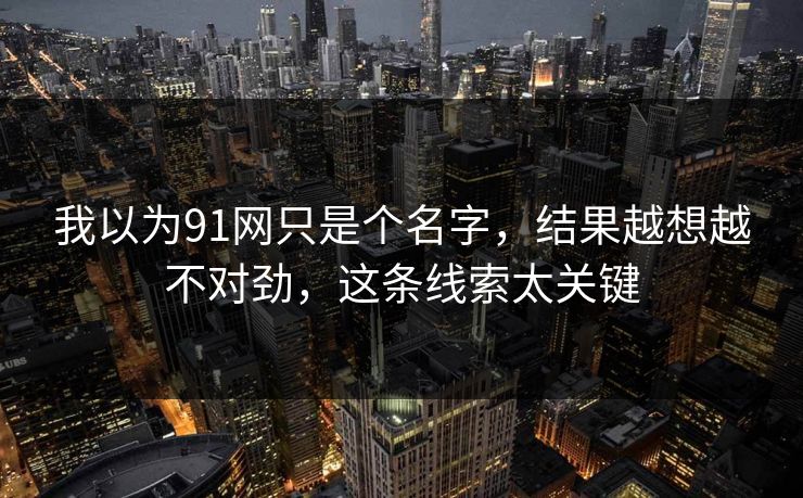 我以为91网只是个名字，结果越想越不对劲，这条线索太关键
